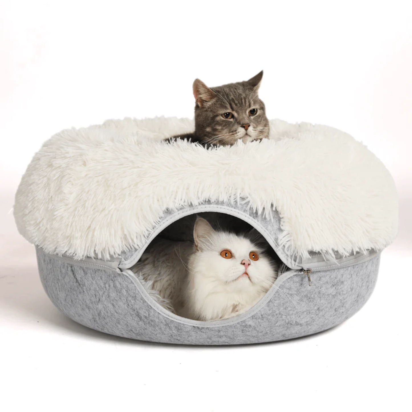 SnugNest | Vilten kattentunnel-kattenbed - Kalmerende donut