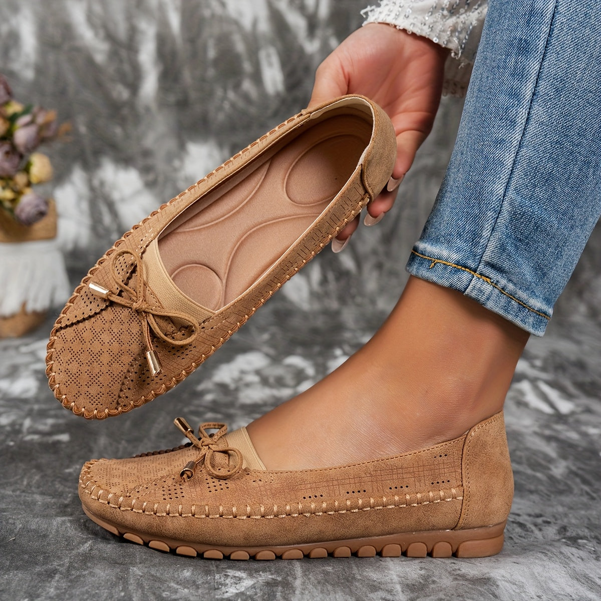 Sabine – Zachte, comfortabele loafers met een verfijnd strikje