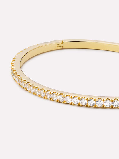 SilkGlow | Elegante Slanke Bangle - 14K Goud op Zilver