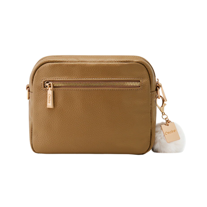 Luma | Compacte lederen crossbodytas - Kamelenmist