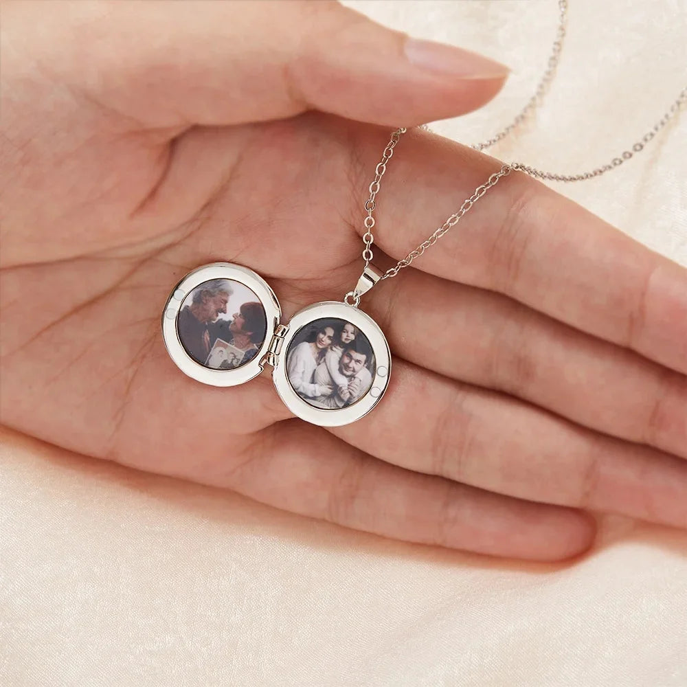 Gepersonaliseerde Geboortebloem Foto Medaillon Ketting – Gegraveerde Naam, Perfect Verjaardag of Jubileumcadeau