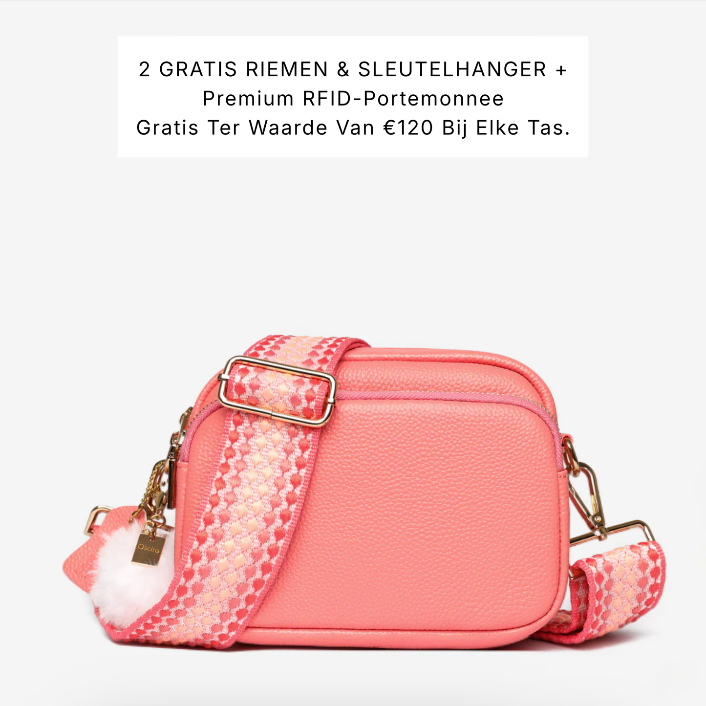 Luma | Compacte lederen crossbodytas - Rosé roze
