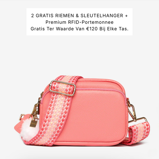 Luma | Compacte lederen crossbodytas - Rosé roze