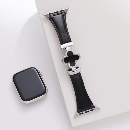 Leren Apple Watch-bandje met Geluksbloem