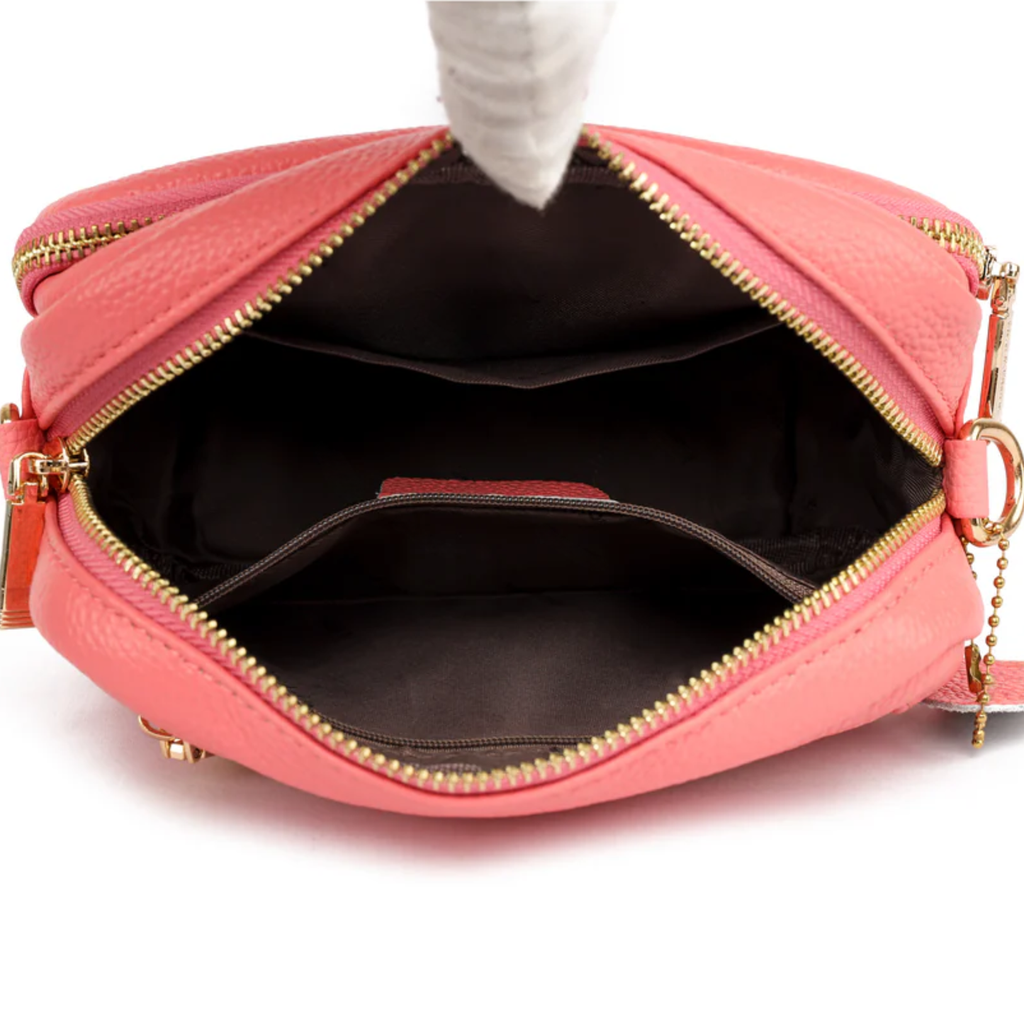 Luma | Compacte lederen crossbodytas - Rosé roze