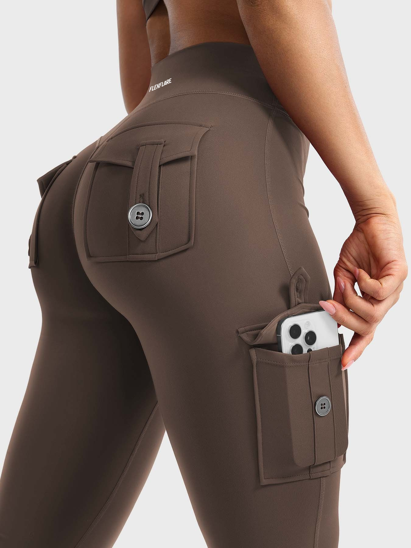 FlexFlare | Cargo Legging - Koffiebruin