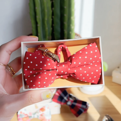 DapperPaws | Hondenhalsband met vlinderdas - Rood met stippen