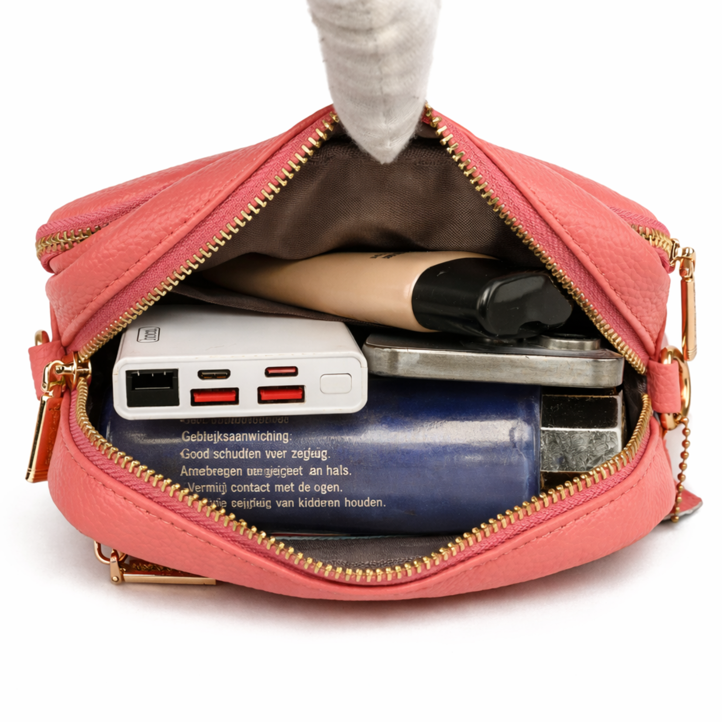 Luma | Compacte lederen crossbodytas - Rosé roze