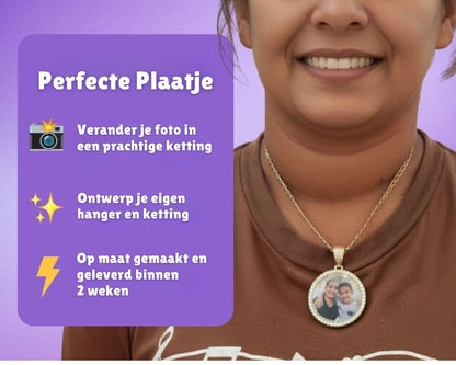 Auroriq Gepersonaliseerde Fotohanger – Handgemaakt, Luxe Afwerking & Waterbestendige Ketting