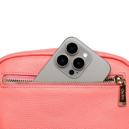 Luma | Compacte lederen crossbodytas - Rosé roze