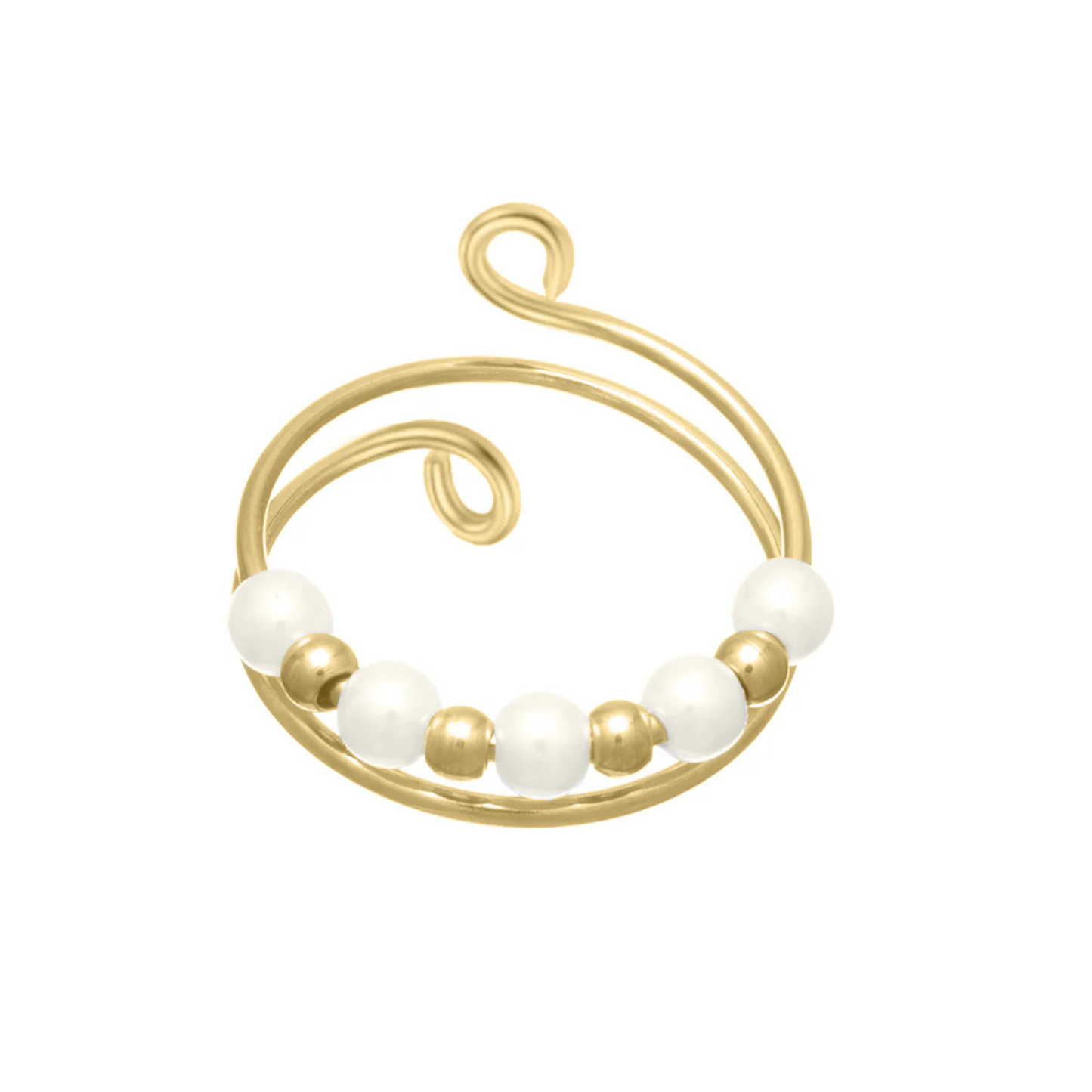 Draaiende kralen anti-stress ring 4-delige gouden set (316L staal)