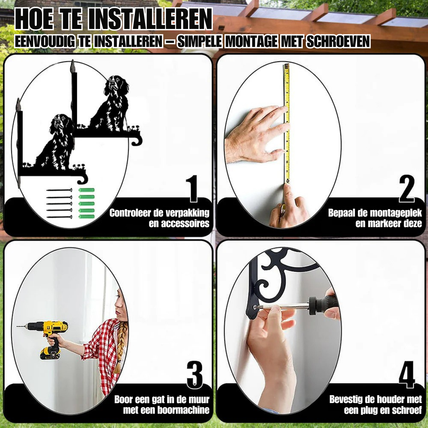 Metalen Ophangbeugel met Engelse Springer Spaniël – Plantenhouder