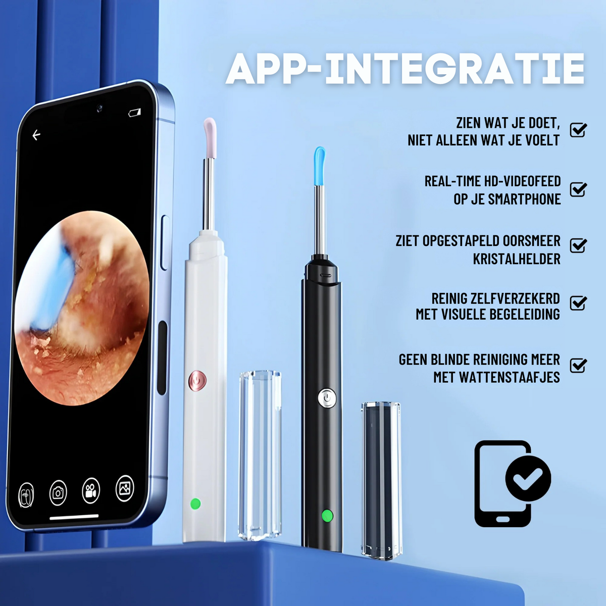 Aurilens Oorcamera – Veilige, Herbruikbare Oorreiniger met HD Beeld op je Smartphone