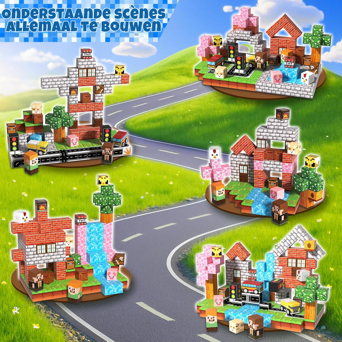 Suburb City - Magnetische Bouwtegels STEM Speelgoed | 2025 Dorpscollectie | 100–300 stuks | 2cm