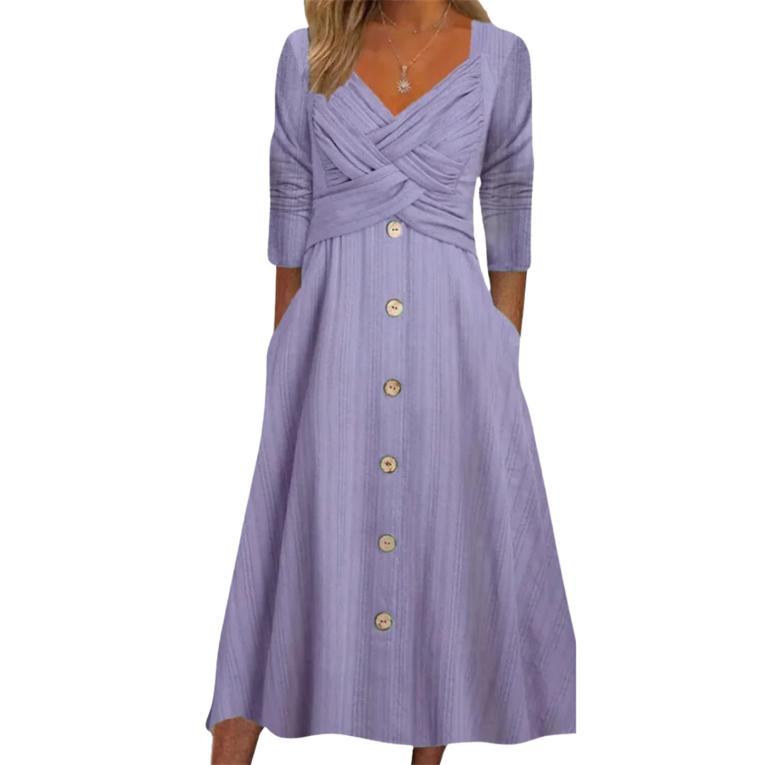 Ella Midi-Jurk – Een Stijlvolle Essential Met Verfijnde Details