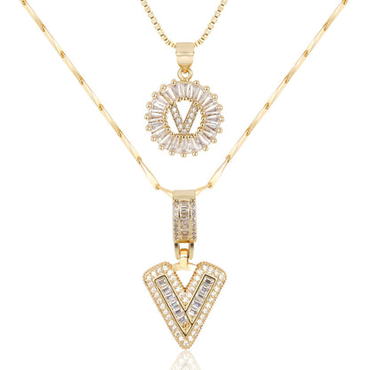 GemLetter | 14K Ketting met Diamanten Initiaal Hanger