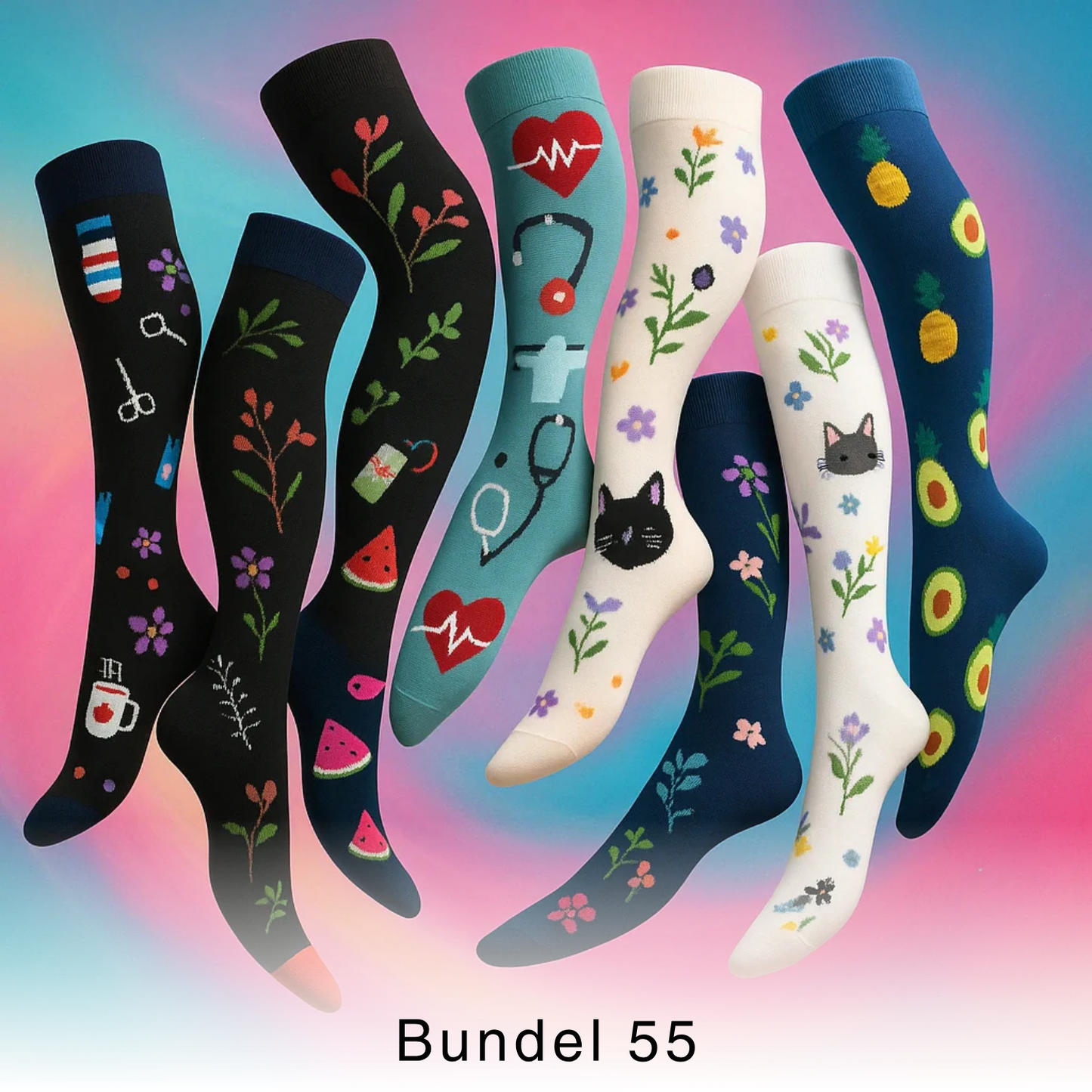 Colorify | Kleurrijke compressiekous (6 paar)