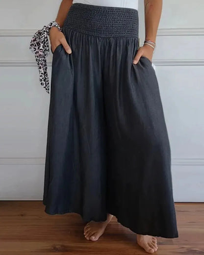 Elegante Wijde Broek met Hoge Taille en Comfort Fit