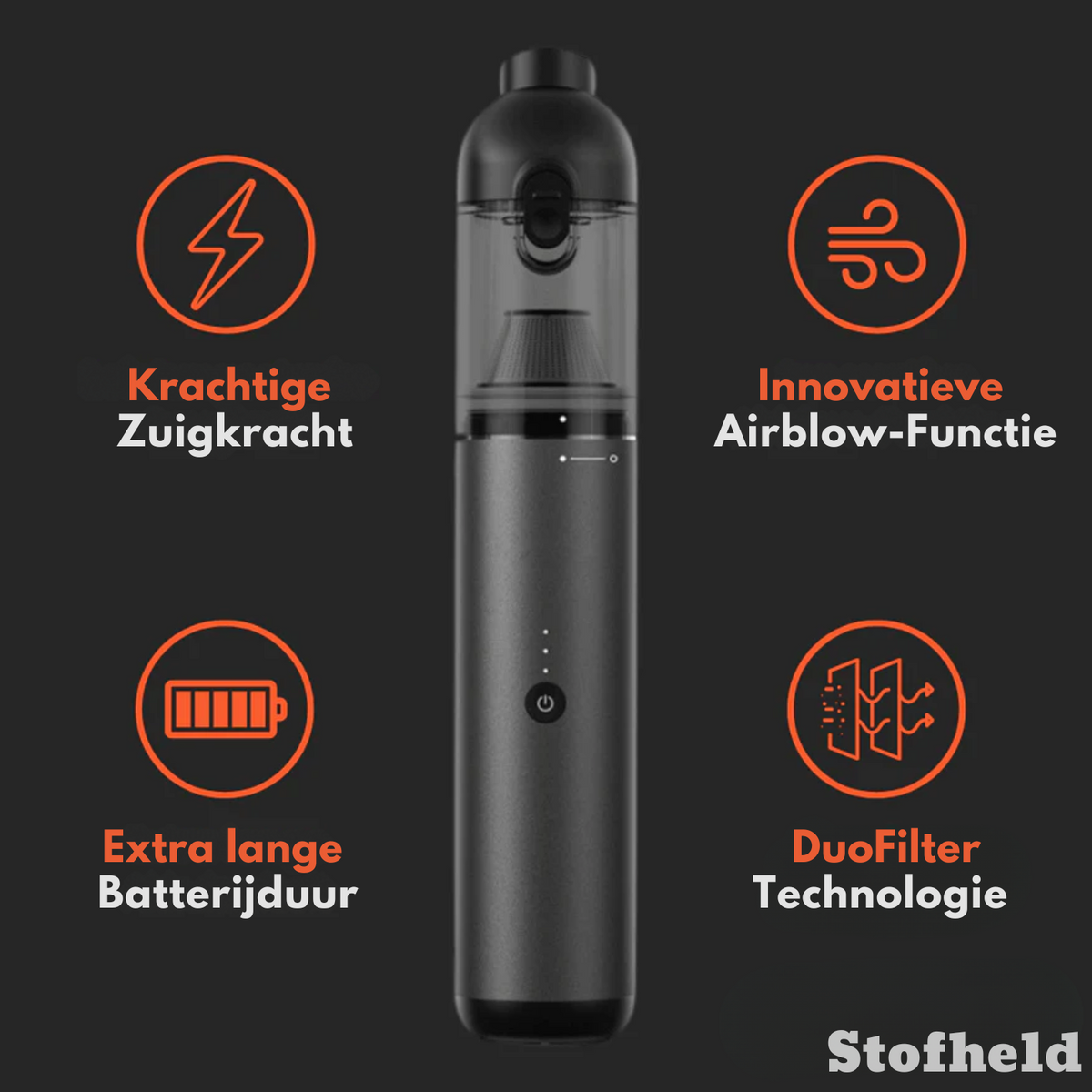 Stofheld | Krachtige Draadloze Handstofzuiger by Oscire