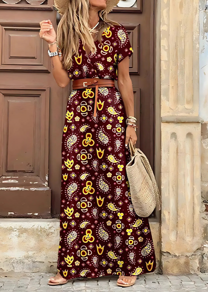 Boho Maxi Jurk | Geplooide Taille