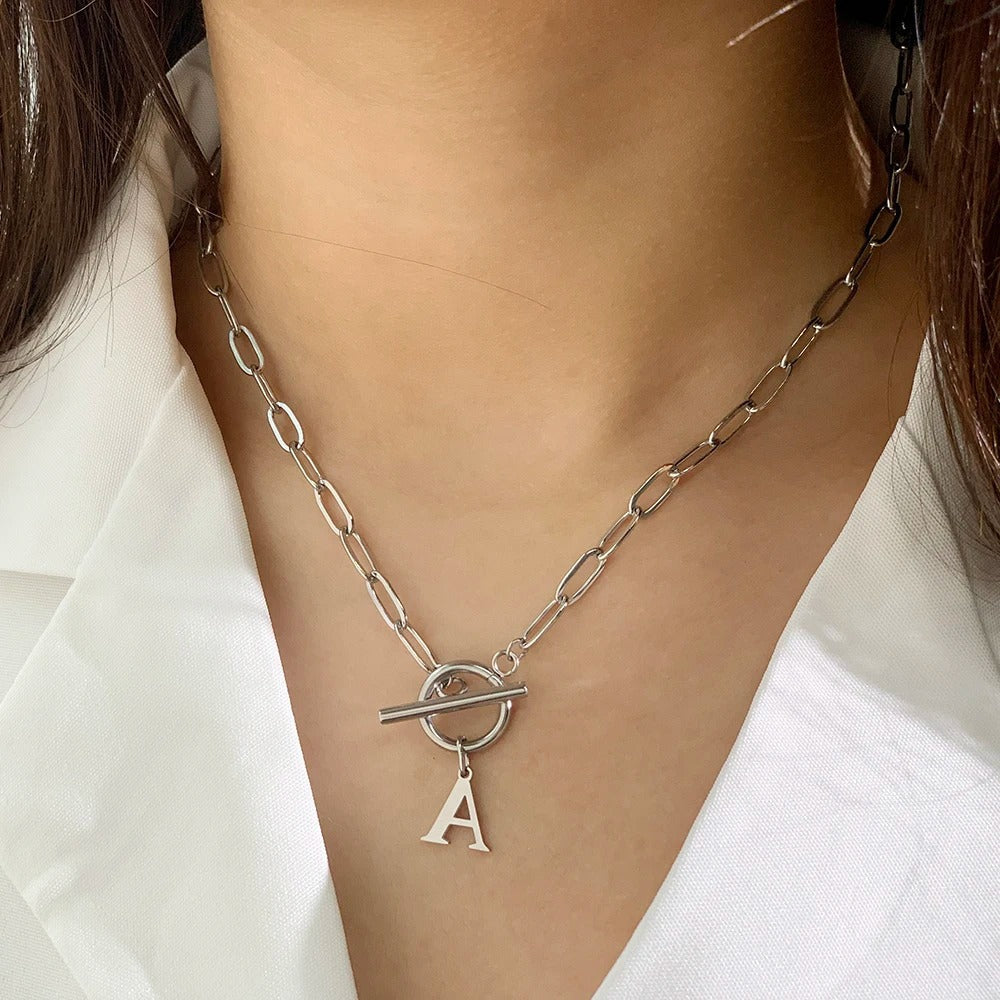 ClaspCircle | Paperclip Schakel ketting met initiaal