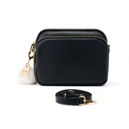 Luma | Compacte lederen crossbodytas - Zwart