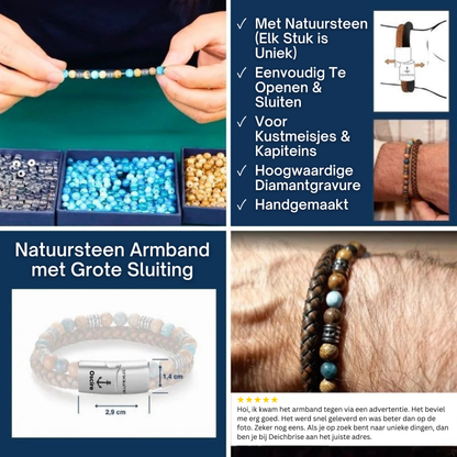Armband Cala Mendia | leer, landschapsjaspis & apatiet