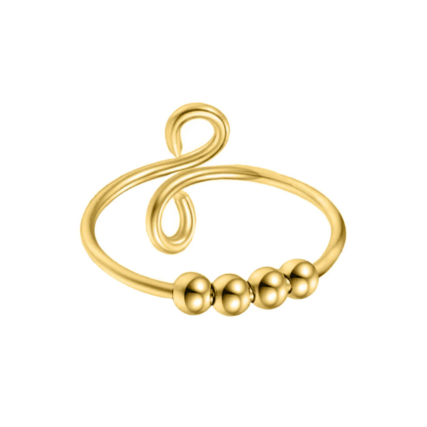 Draaiende kralen anti-stress ring 4-delige gouden set (316L staal)