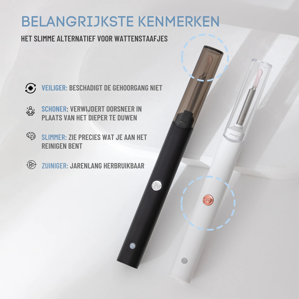 Aurilens Oorcamera – Veilige, Herbruikbare Oorreiniger met HD Beeld op je Smartphone