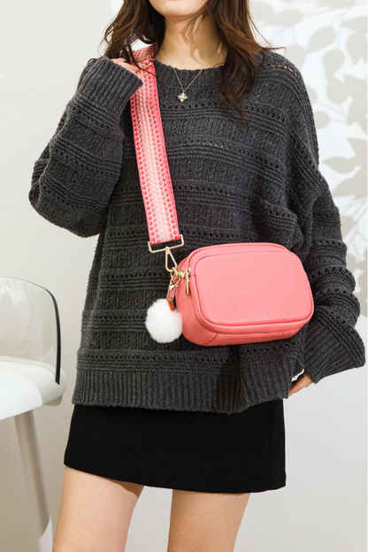 Luma | Compacte lederen crossbodytas - Rosé roze