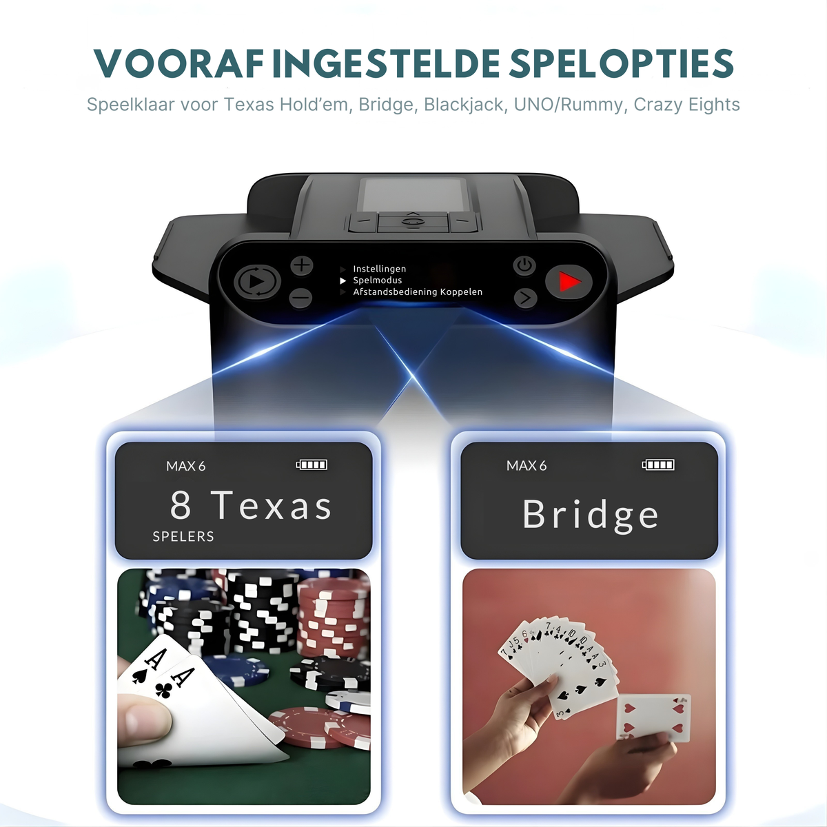 2-in-1 Automatische Kaartenschudder en Dealer met 4 Afstandsbedieningen voor Kaartuitgifte