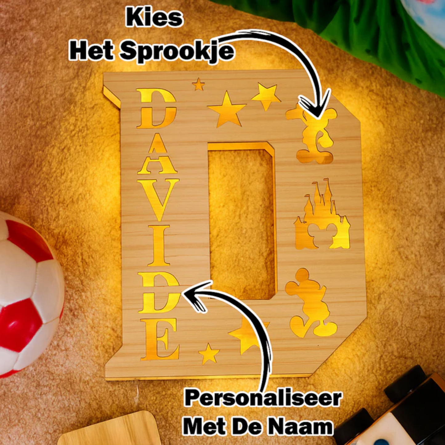Persoonlijke Houten Sprookjes LetterLamp
