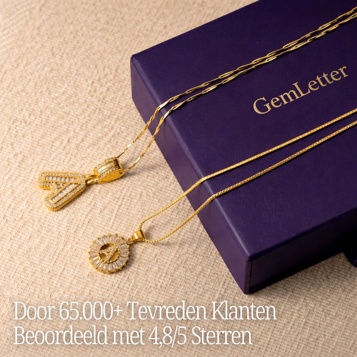 GemLetter | 14K Ketting met Diamanten Initiaal Hanger