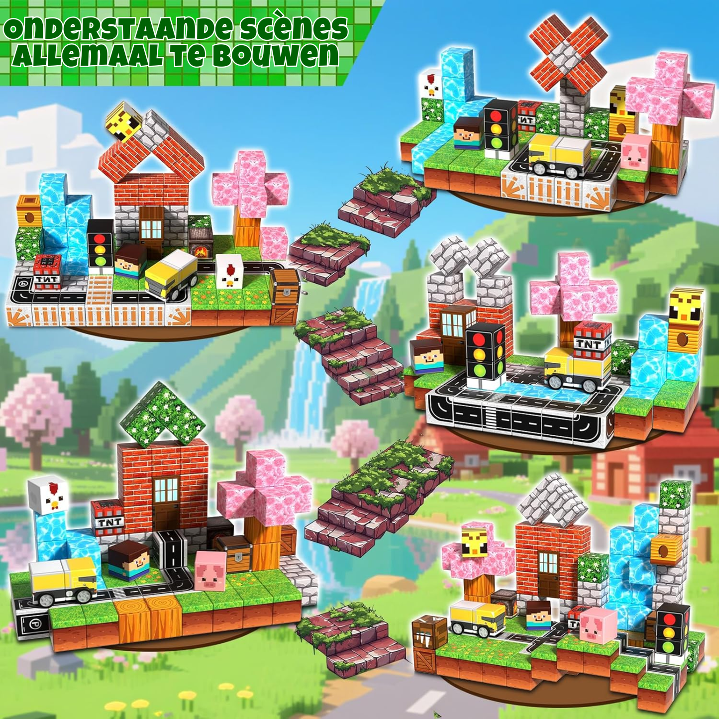 Suburb City - Magnetische Bouwtegels STEM Speelgoed | 2025 Dorpscollectie | 100–300 stuks | 2cm