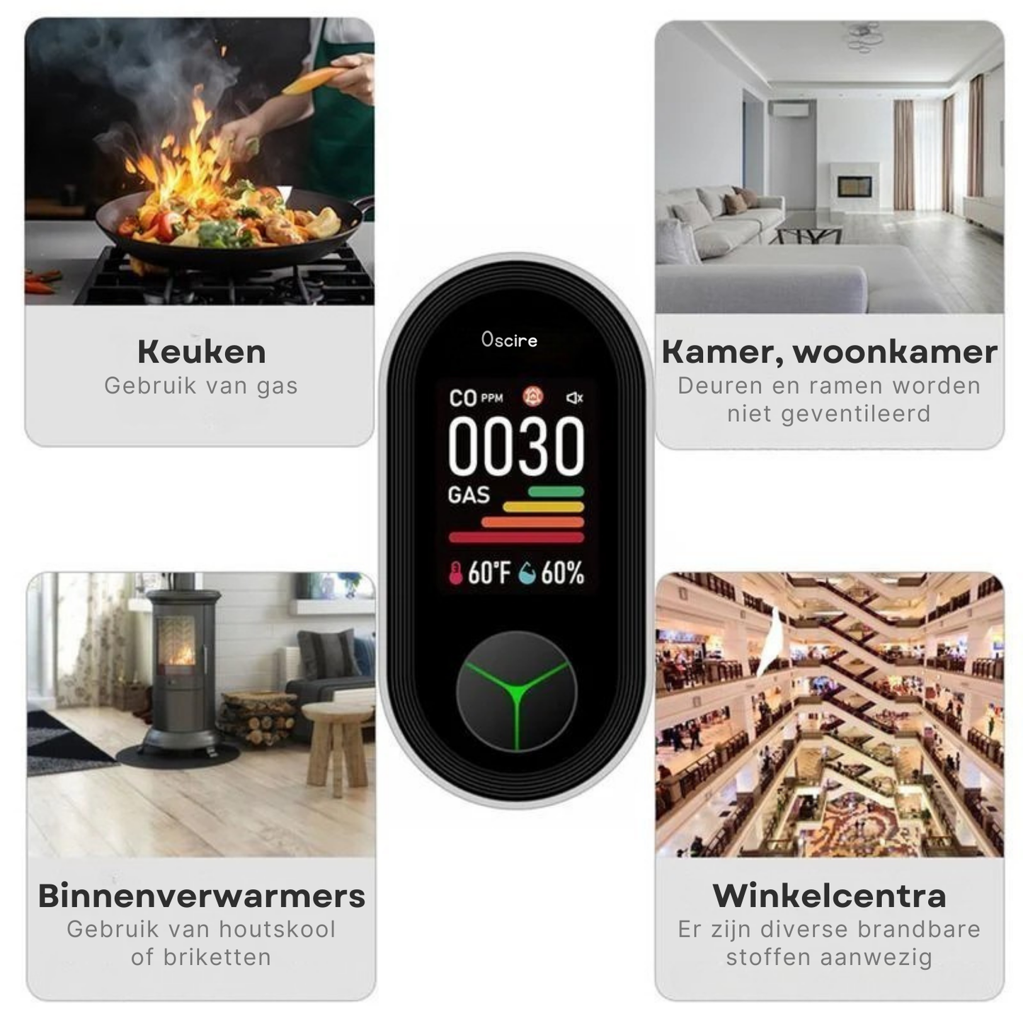 Draagbare koolmonoxidemelders & Plug-in aardgasmelder