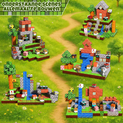 Graslandplezier - Magnetische Bouwtegels STEM Speelgoed | 2025 Dorpscollectie | 100–300 stuks | 2cm