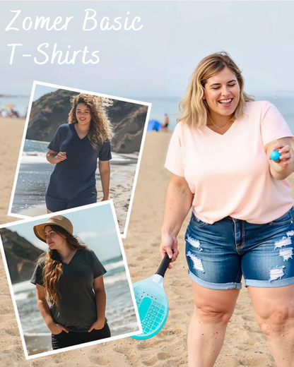 Dames T-Shirts Met V-Hals En Basic Mouw In Plus Size