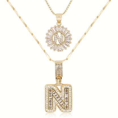 GemLetter | 14K Ketting met Diamanten Initiaal Hanger