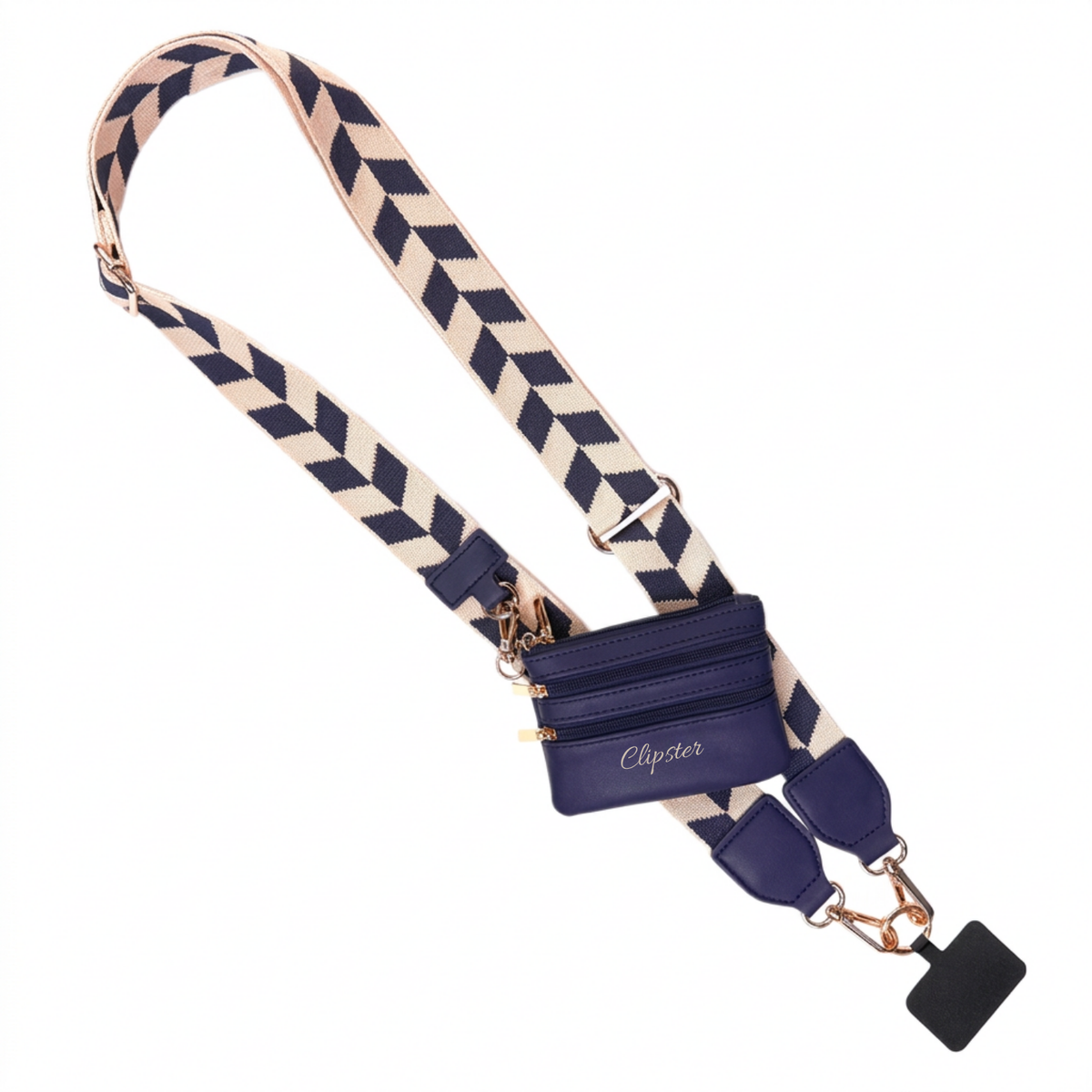 Clip & Go-riem met tasje met ritssluiting (Chevron-motief)