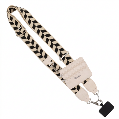 Clip & Go-riem met tasje met ritssluiting (Chevron-motief)