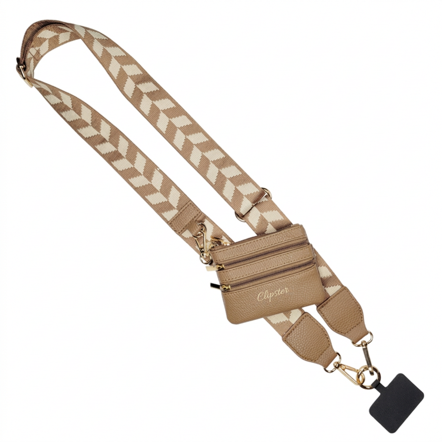 Clip & Go-riem met tasje met ritssluiting (Chevron-motief)