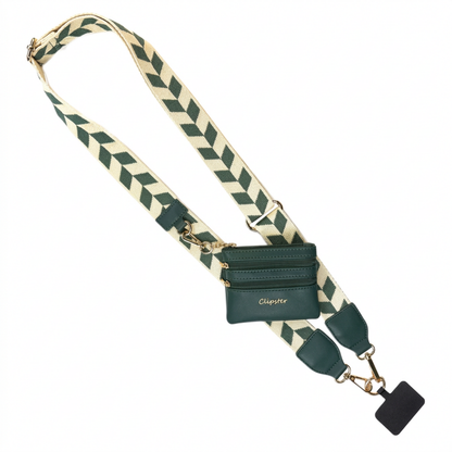 Clip & Go-riem met tasje met ritssluiting (Chevron-motief)