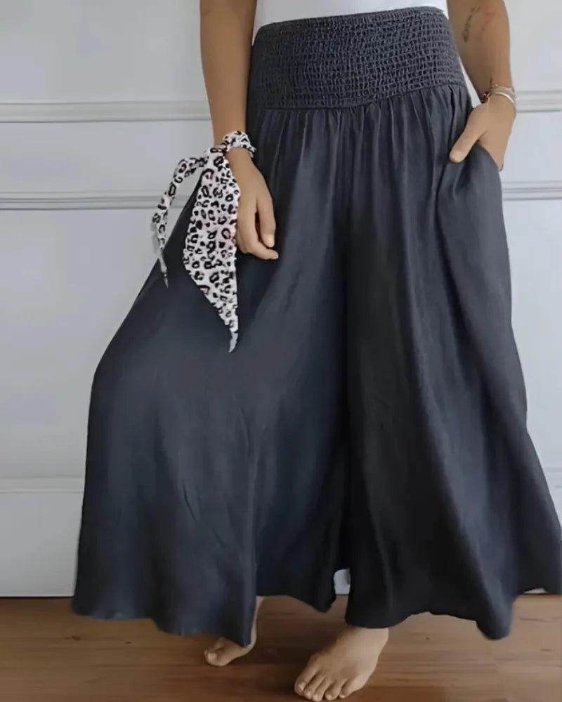 Elegante Wijde Broek met Hoge Taille en Comfort Fit