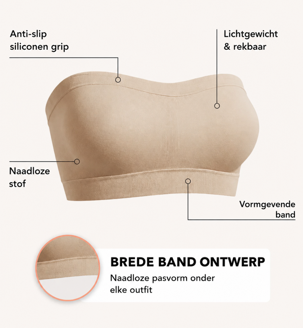 VersaBra | Beugelvrije anti-slip bandeau