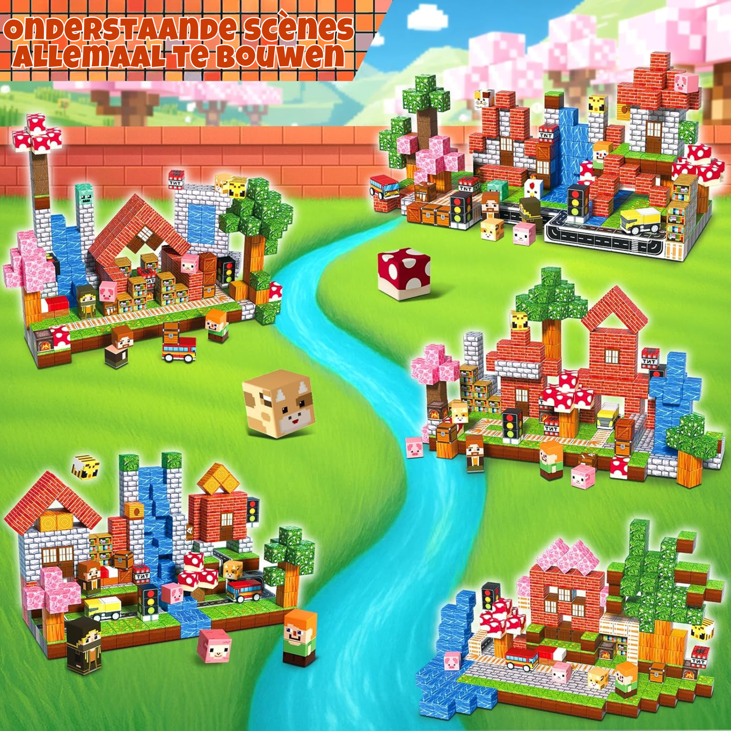 Suburb City - Magnetische Bouwtegels STEM Speelgoed | 2025 Dorpscollectie | 100–300 stuks | 2cm