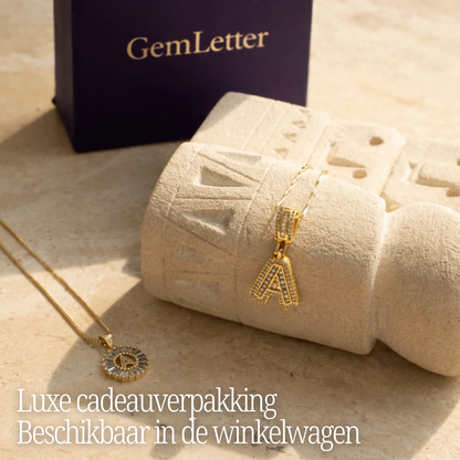 GemLetter | 14K Ketting met Diamanten Initiaal Hanger
