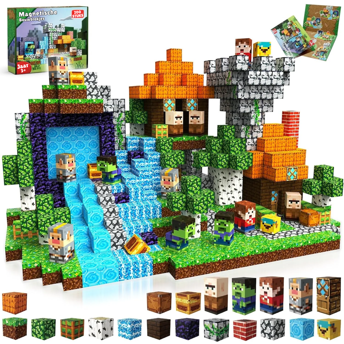 Pixelwereld - Magnetische Bouwtegels STEM Speelgoed | 2025 Avonturencollectie | 200 stuks | 2cm
