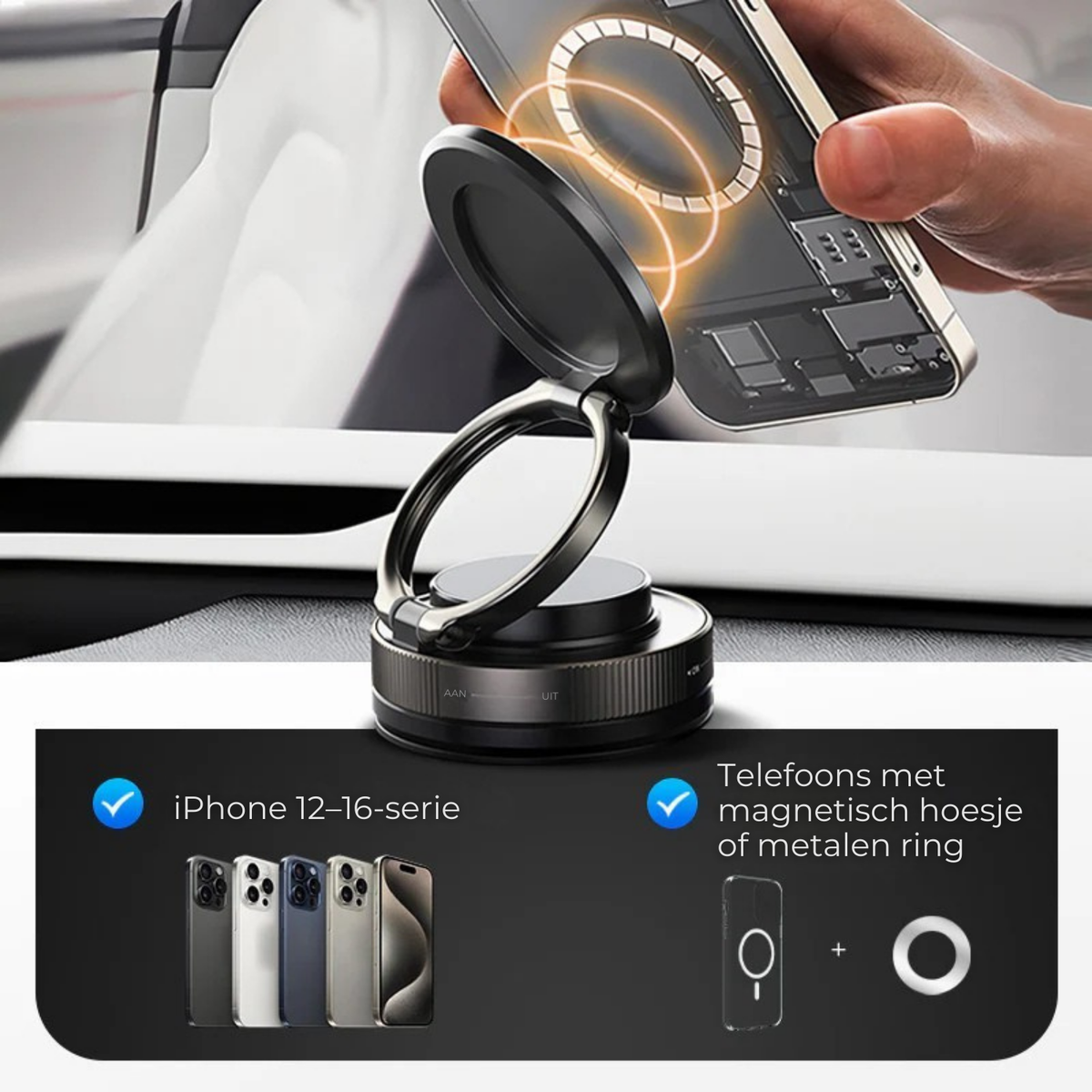 360° Verstelbare Vacuüm Magnetische Telefoonhouder