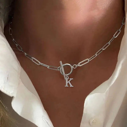 ClaspCircle | Paperclip Schakel ketting met initiaal