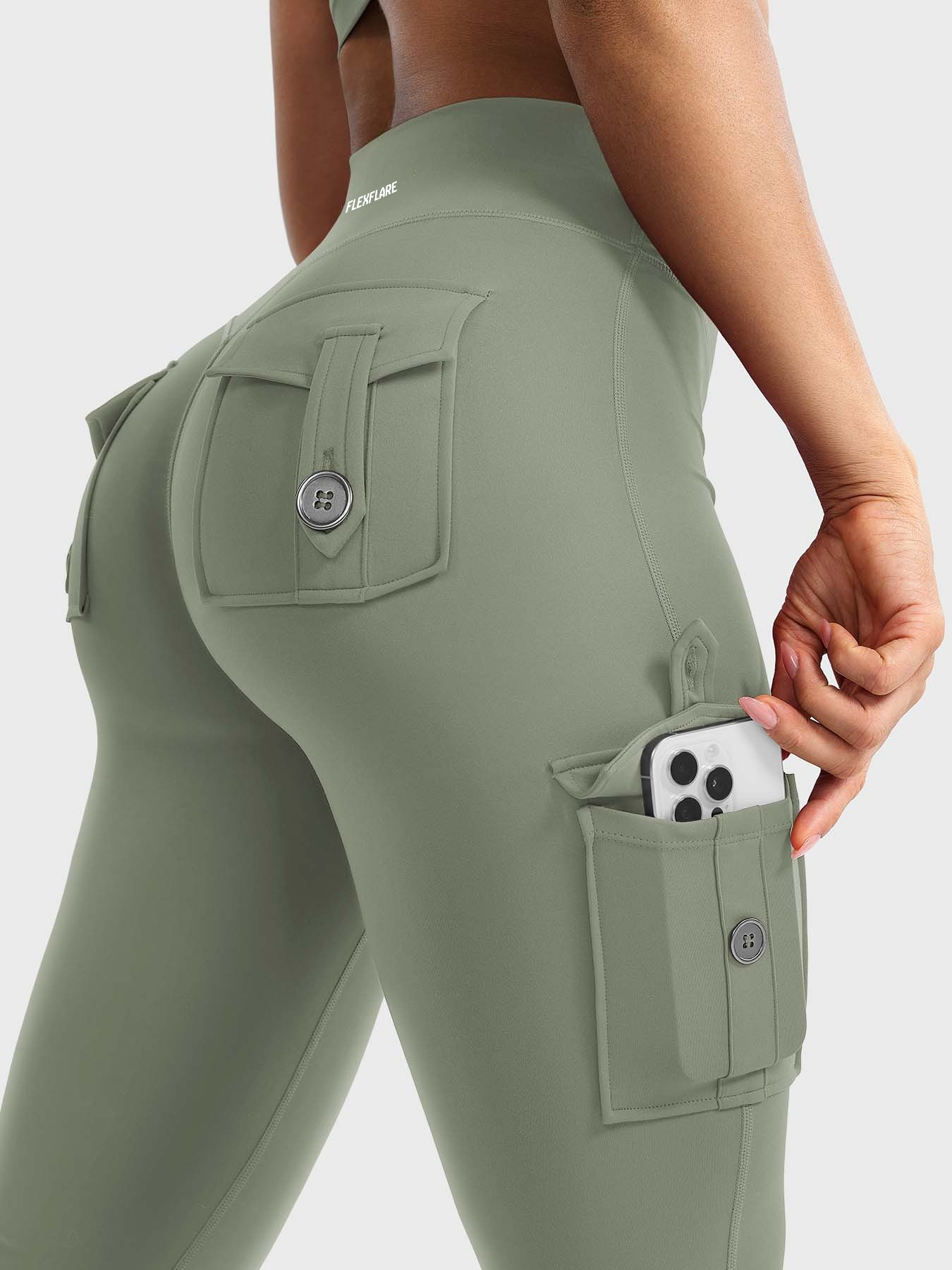 FlexFlare | Cargo Legging - Saliegroen